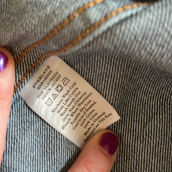 Everlane "Shrunken Denim Jacket" | Dark Indigo Cropped Jean Jacket | Size Small - Picture 10 of 12